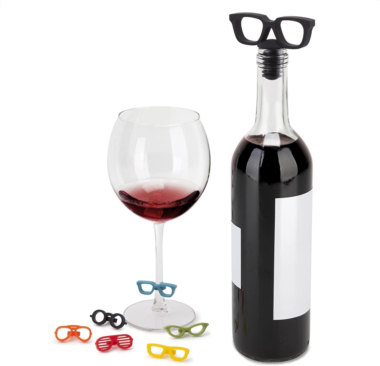 Glasses Wine Topper and Wine Markers Set