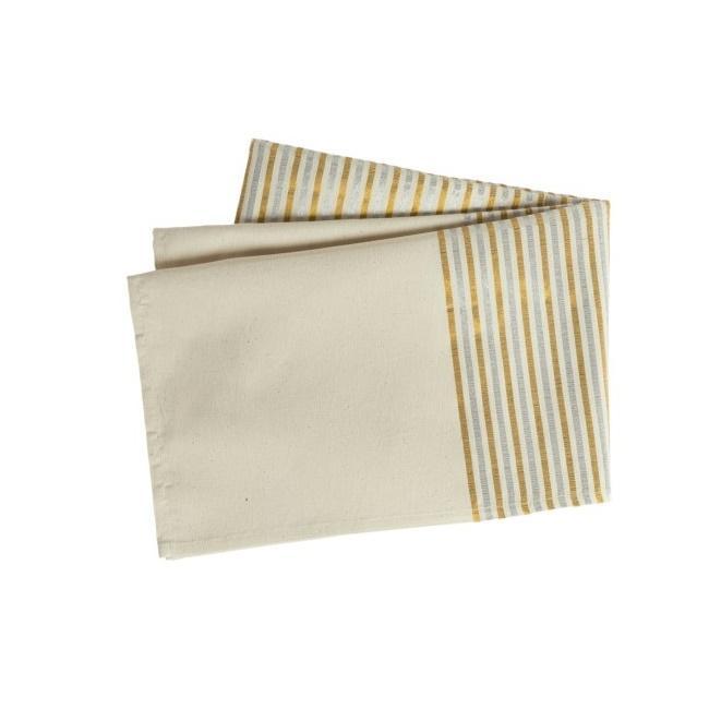 Silver and Gold Striped Cotton Tablecloth